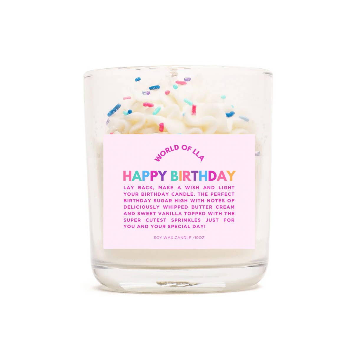 World of LLA – Großhandel Kerze im Glas / gefüllte Kerze – Alles Gute zum Geburtstag Schlagsahne | Kuchen, Buttercreme & Vanille