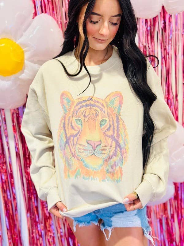 Dash Forward Wholesale – wholesale Graphic sweatshirt – Women’s – Watercolor Tiger Sublimation Sweatshirt1