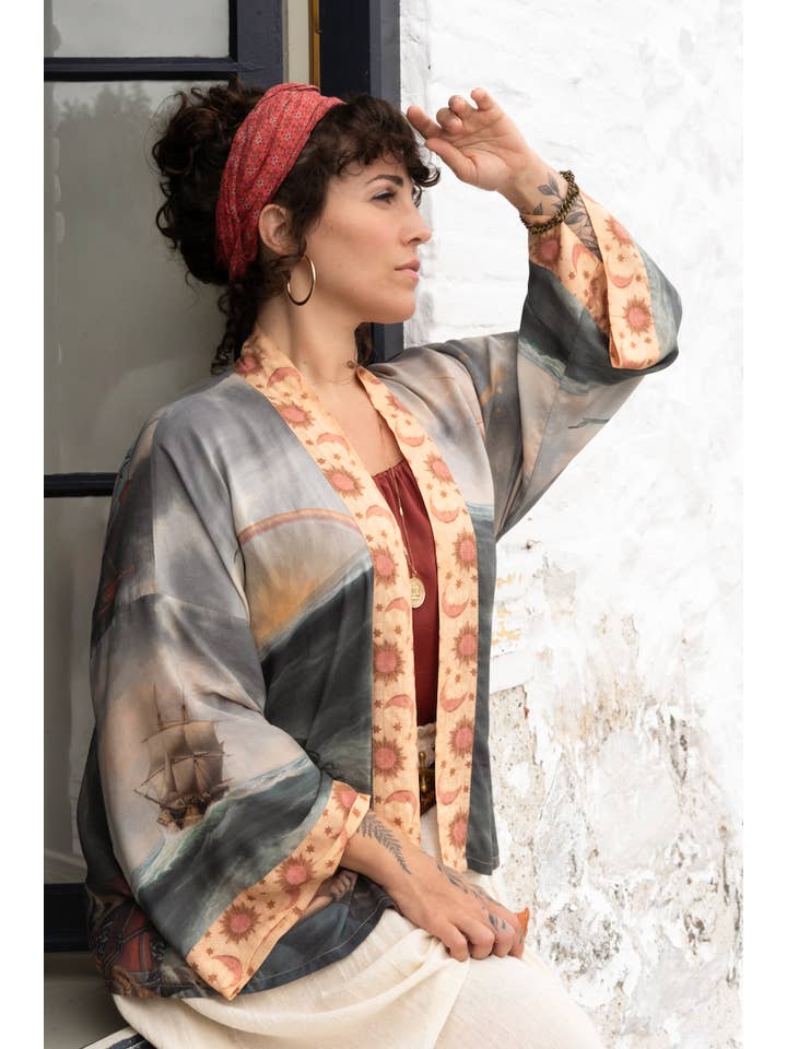 Market of Stars - Wholesale Kimono - Women's - Hold Fast Pixie Duster Cropped Kimono w/ Boat, Rainbow