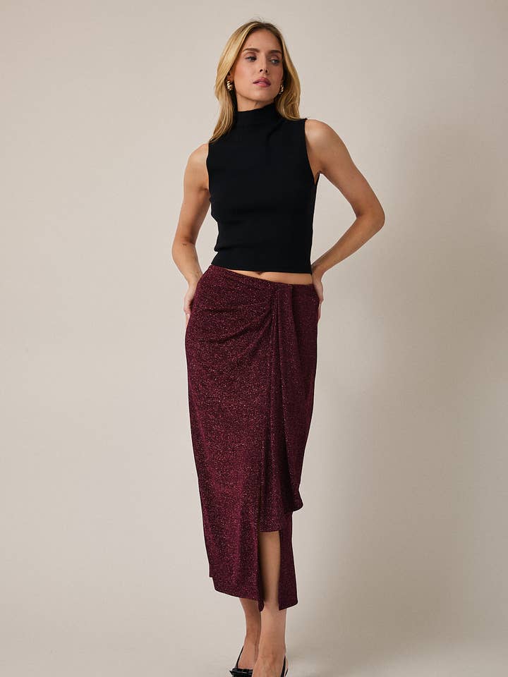 DRAPE DETAIL SIDE SLIT SKIRT for wholesale by GILLI