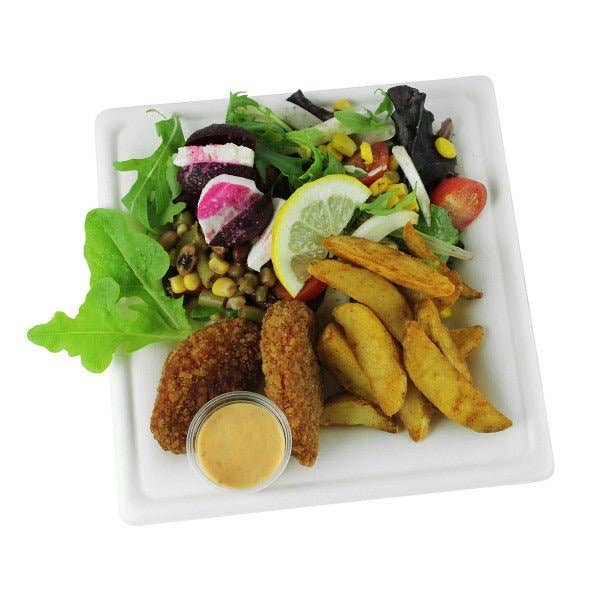 MicRic - Wholesale Disposable plate - Vegware 8in Square Plates White Molded Fiber (QTY:500)1