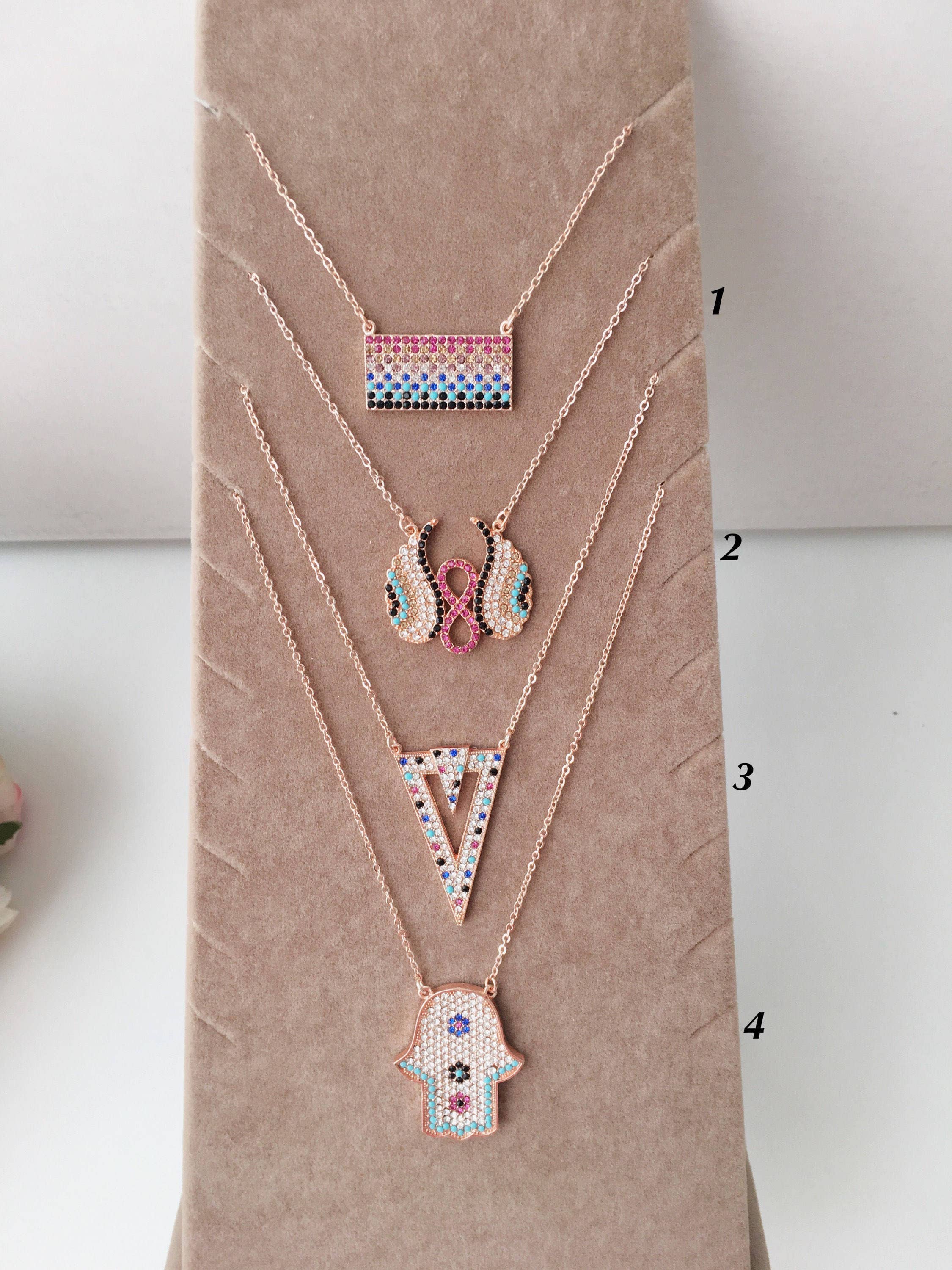 Evileyefavor – wholesale Hänge-/berlockhalsband – Zirconia Halsband, Hamsa halsband, Ängel vingar halsband1