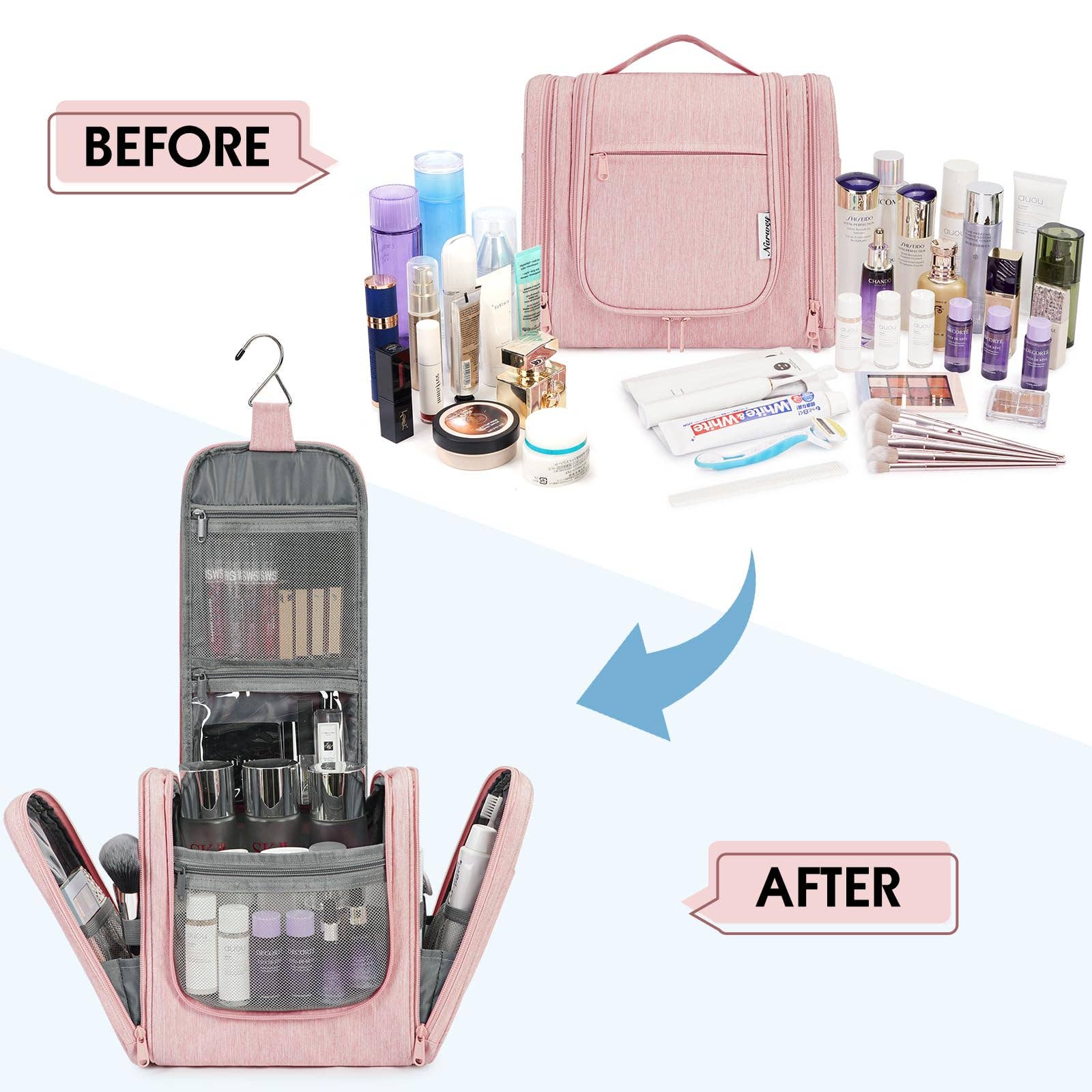 NARWEY INC - Wholesale Toiletry Bag - Women's - Hanging Toiletry Makeup Bag With compartment4