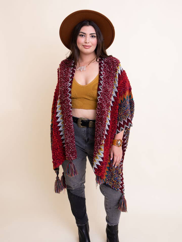 Leto Accessories - Wholesale Kimono - Women's - Plus Size Colorful Crochet Patterned Ruana
