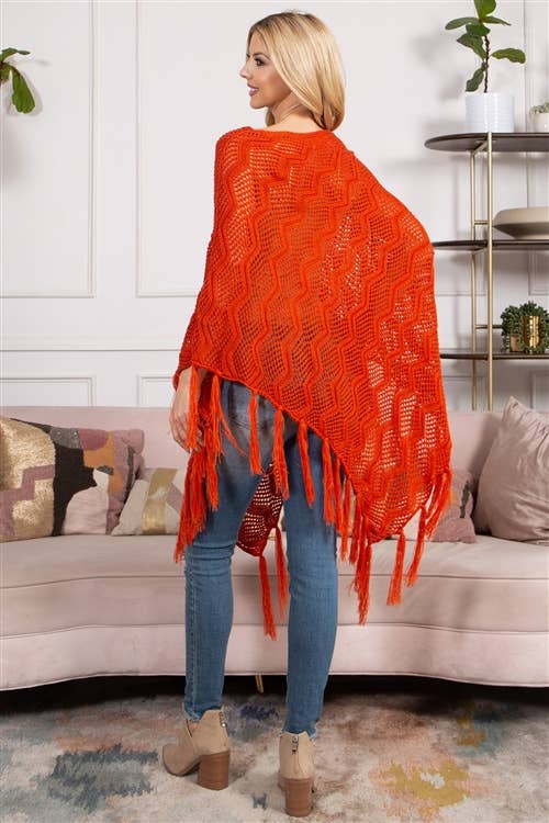 MYS Wholesale Inc - Wholesale Poncho - Women's - Knitted Net Wave Pattern Fringe Tassel Poncho25