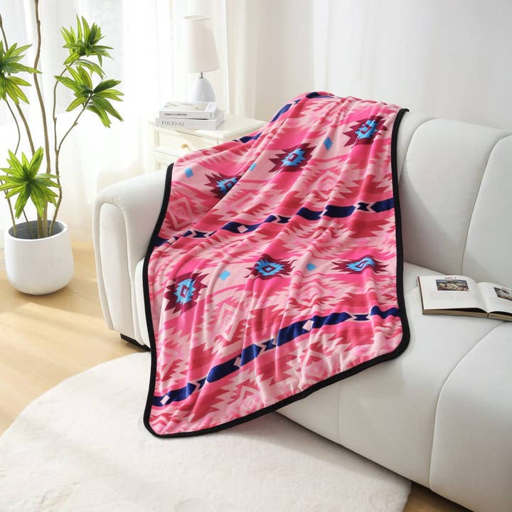 Nativo - Wholesale Throw Blanket - KPDK-03PNK - 100% Polyester 40x60 Inch