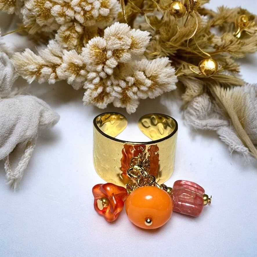 TOURMALYN - Wholesale Cocktail/Statement Ring - Fine gold plated ring with Opal stone and Quartz11