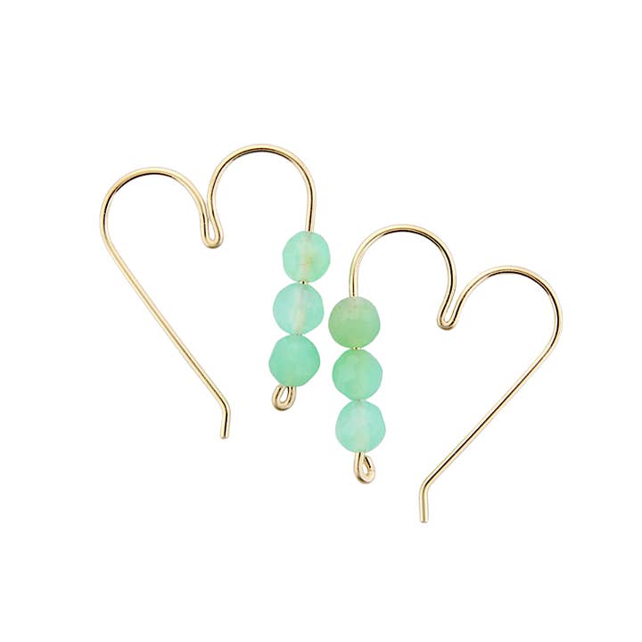 Open Heart Green Chalcendony Earrings for wholesale by Soul Stonz