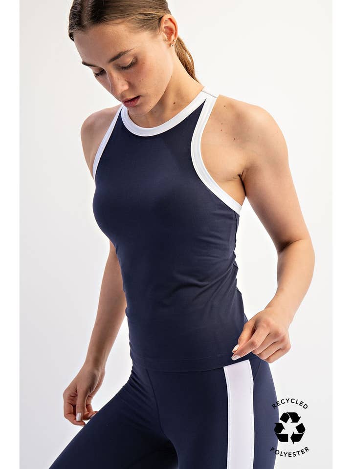 BUTTER SOFT CONTRAST RACERBACK TOP for wholesale by Rae Mode