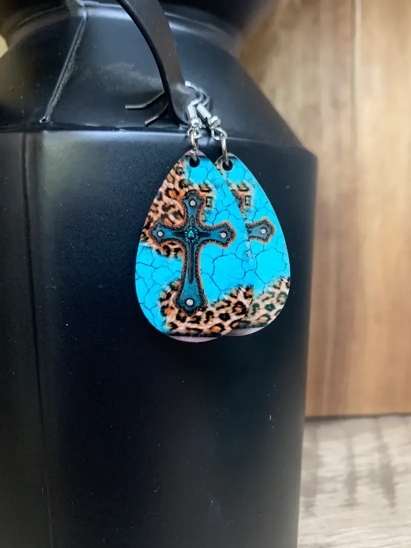 AK & Company - Wholesale Dangle Earrings - Turquoise Cross Earrings0