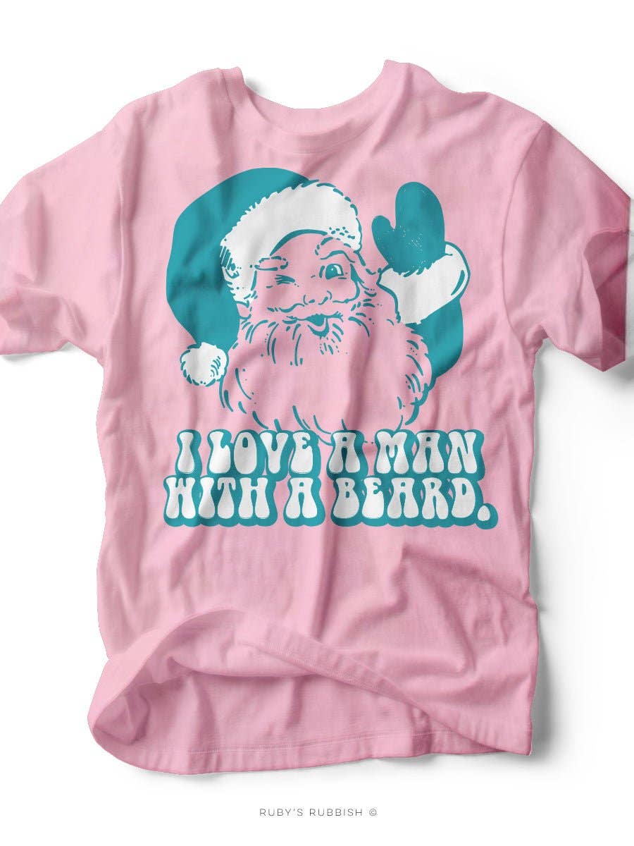 Bubble Gum Pink I Love a Man With a Beard | Seasonal T-Shirt | Ruby’s Rubbish® for wholesale on Faire0