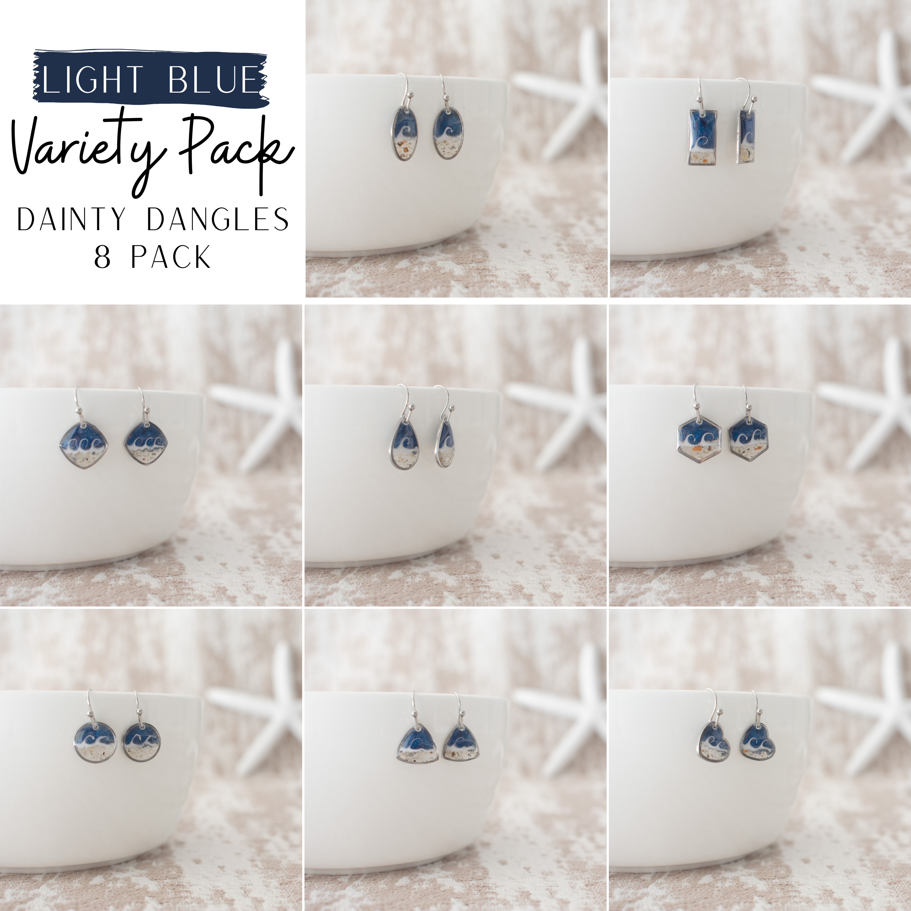 Sandy Beaches Shop – Engroshandel Hængeøreringe og creoløreringe – Delikat Dingle Variety Pack med 8 | Tilpasset Sand3