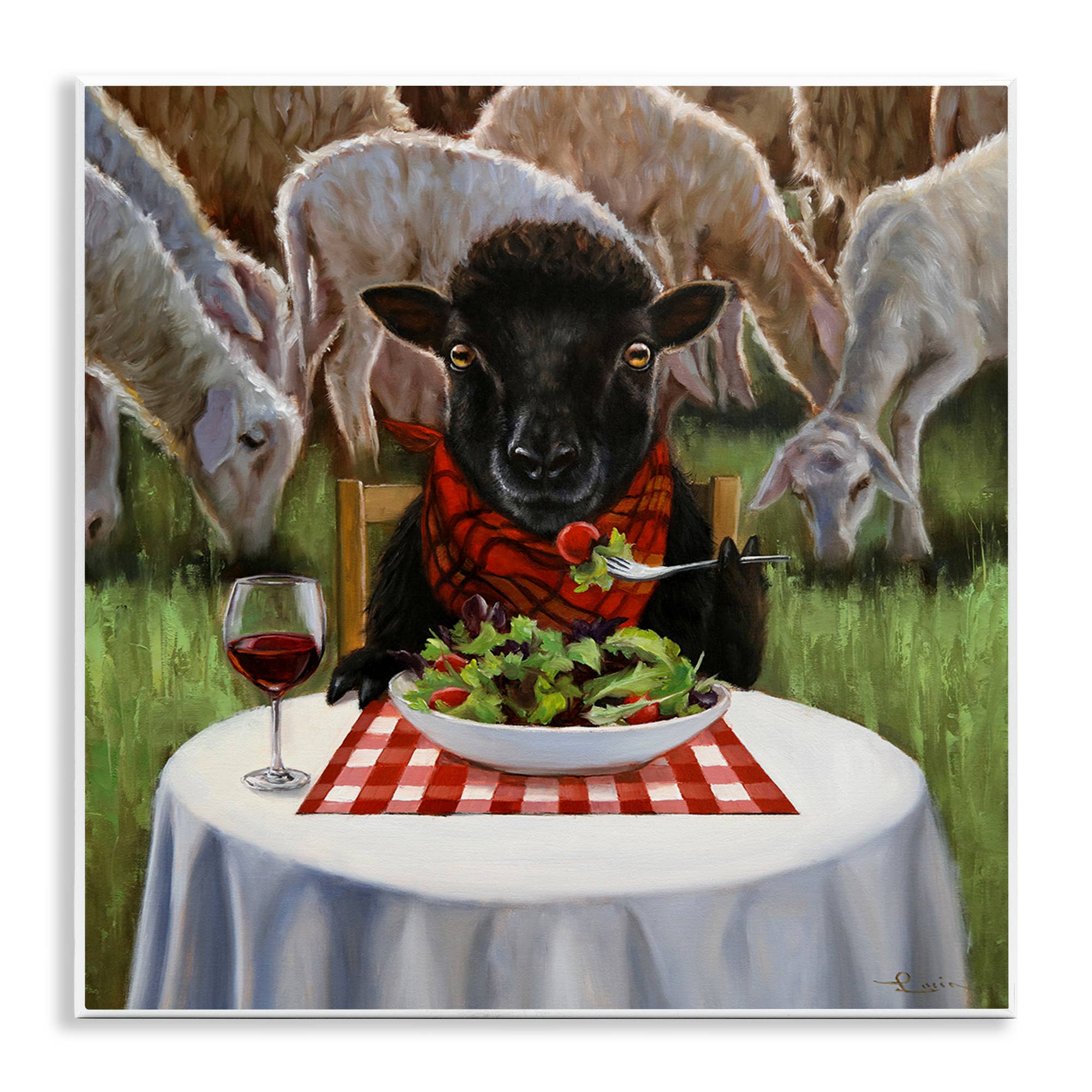 Stupell Industries - Vendita all'ingrosso Cartello da parete - Pecora Nera Elegante Ristorante Fattoria Rurale - Arte da Parete Senza Cornice0