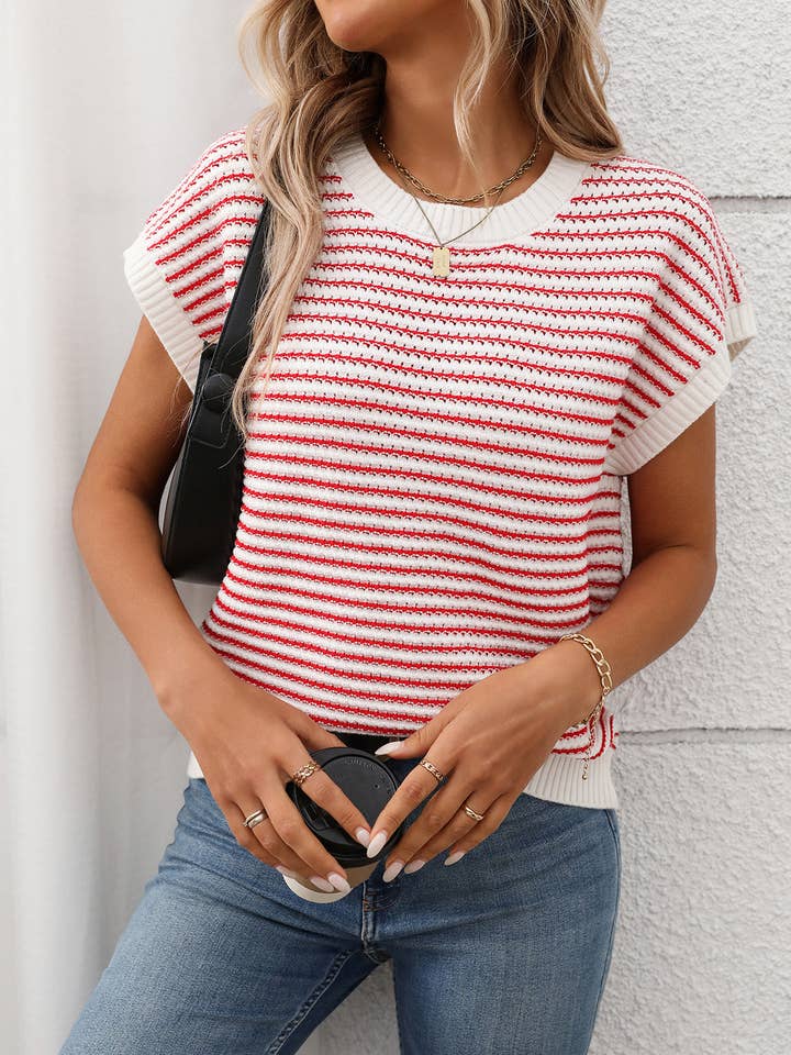 Round Neck Knitted Striped Contrasting Sweater for wholesale by Wholesalesir