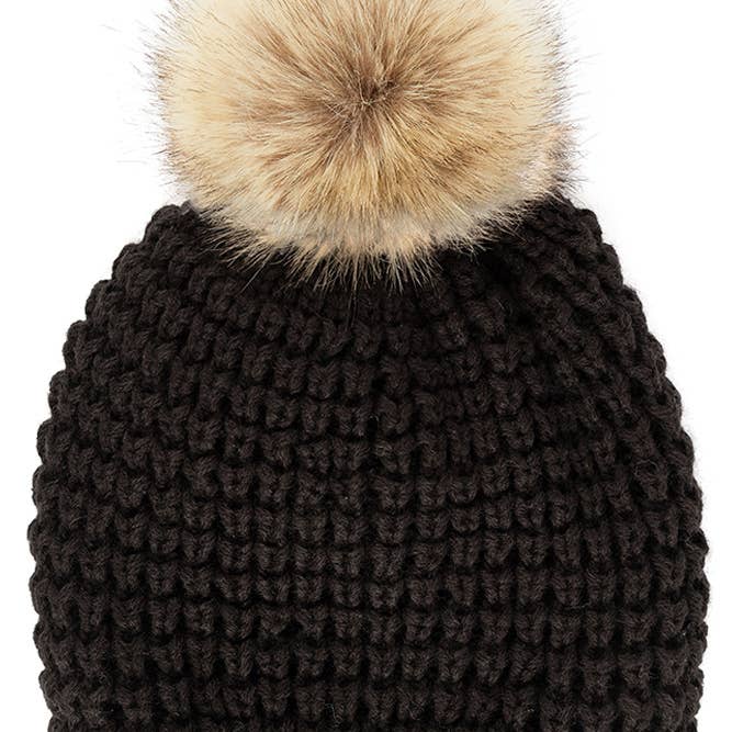 Hana - Wholesale Beanie - Women's - C.C Waffle Stitch Pattern Pom Beanie