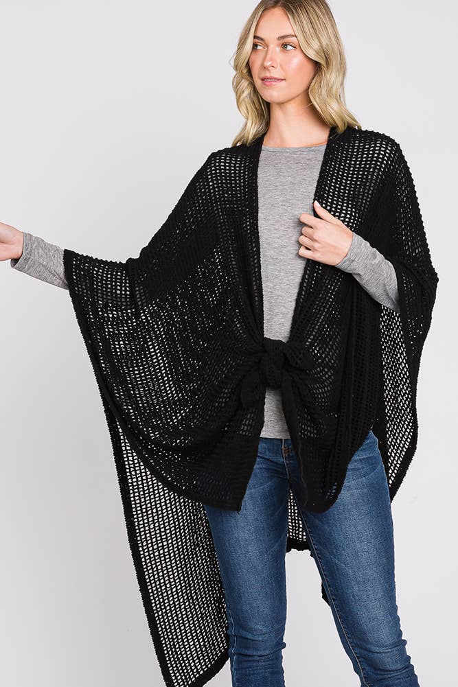 Hana - Wholesale Cardigan - Dames - Solid Chenille Crochet Ruana34