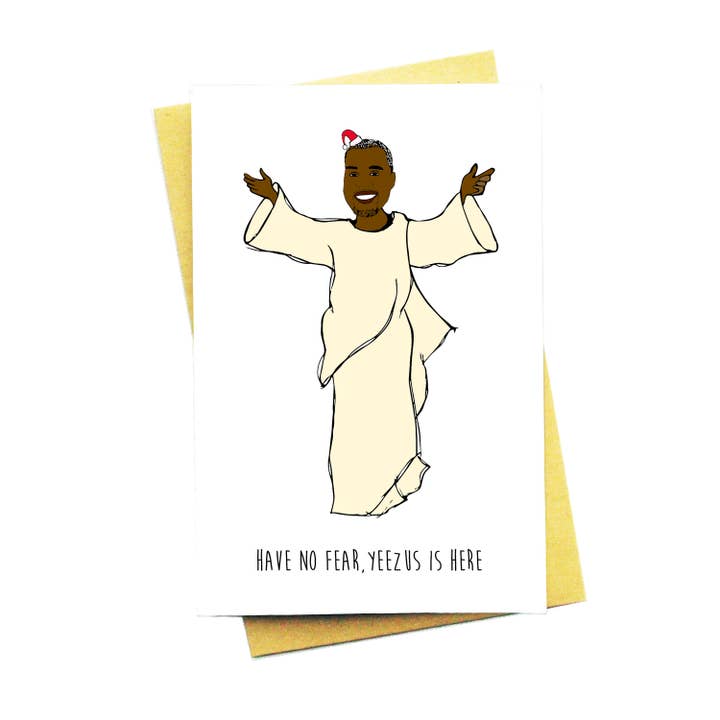 Have No Fear...Yeezus Is Here... Funny Kanye Holiday Card for wholesale by Nocturnal Paper