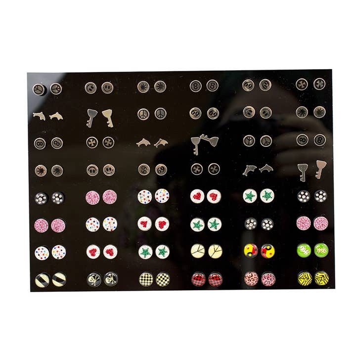 Lion Gothic – Großhandel Verkaufsdisplay – Schmuck – Schaukasten für Ohrstecker, verschiedene Designs, 72 Paar