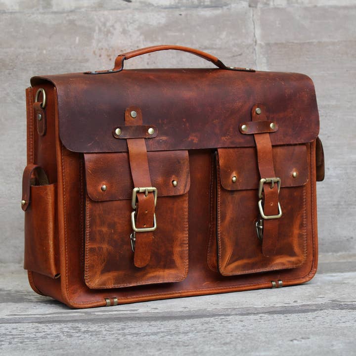 Kalating Leather UK - Wholesale Briefcase - Unisex - Top Grain Leather Mens Womens Briefcase Laptop Business Bag2