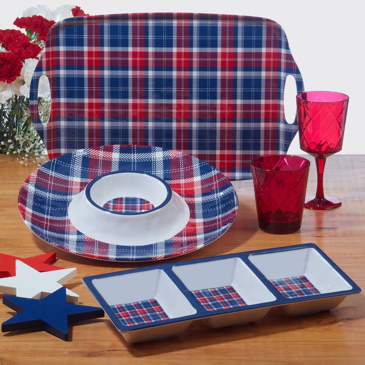 Certified International - Wholesale Serve Bowl - Patriotic Plaid Large Serving Bowl 13.75 x 2.752