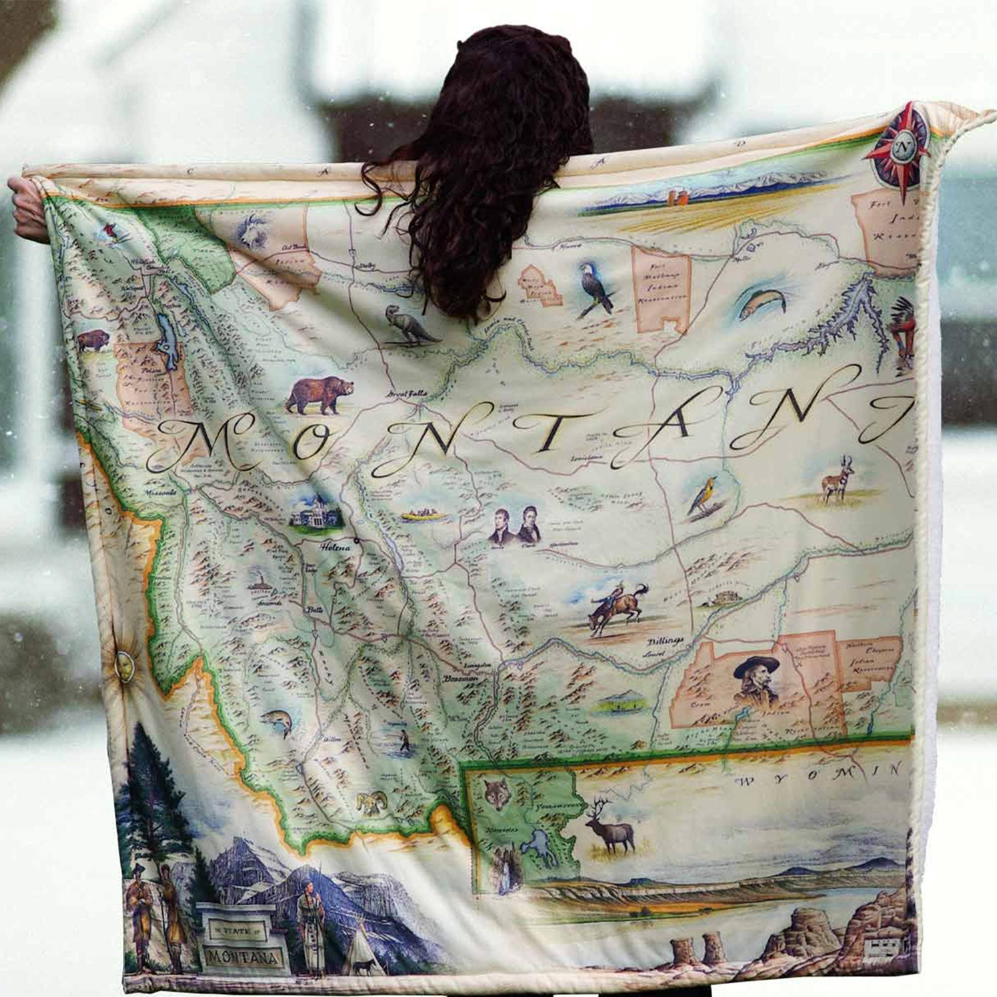XPLORER MAPS - Wholesale Throw Blanket - Montana Map Blanket - Berber & Micro Fleece Throw2