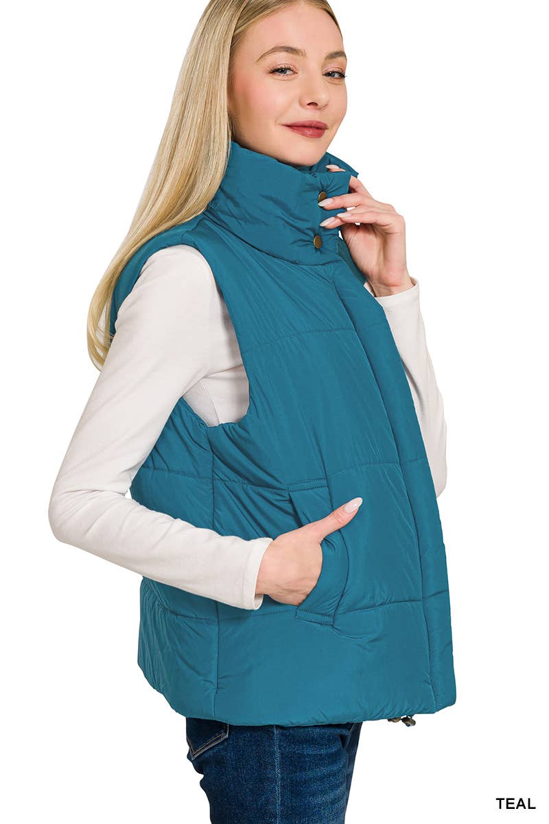 42POPS – Engroshandel Vest - Dame – 1015 Højhalset Puffer Vest med Lommer SI-281602