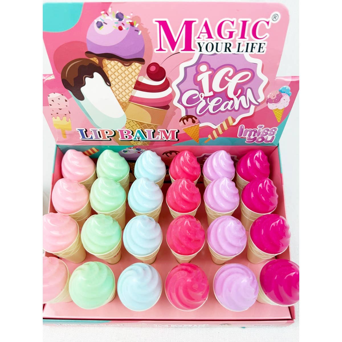 MIX COLOR Ice Cream Scented Lip Balm for wholesale on Faire6