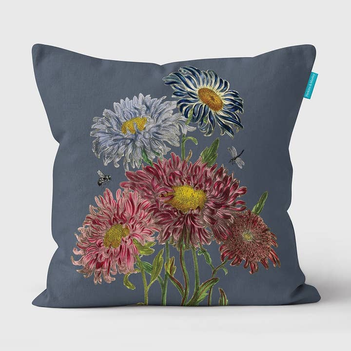 Cuscino Aster Blue Vintage Garden per la vendita all'ingrosso da parte di Perkins & Morley