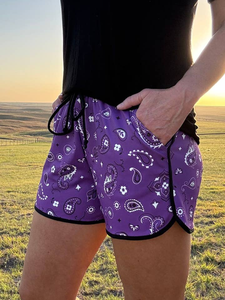 Bandana Babe Purple Shorts for wholesale by Sterling Kreek
