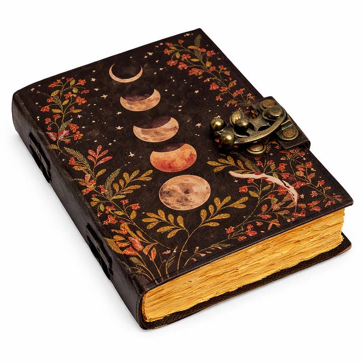 Leather Printed Multi Moon Journal (5 x 7 in.) for wholesale by Designs by Deekay Inc.