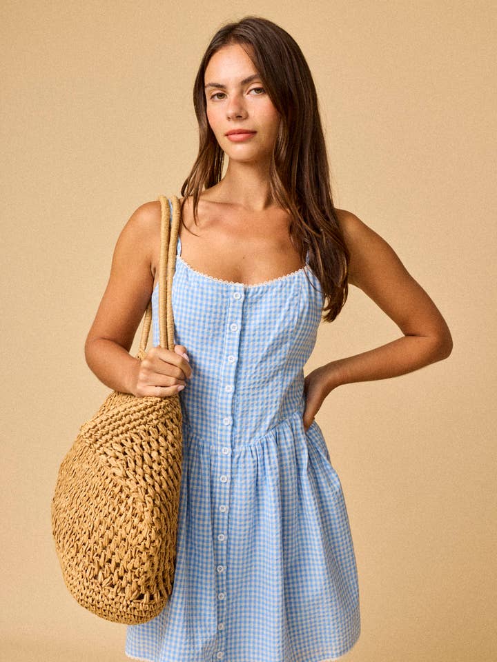 LT Blue PD50711 - Perla Gingham Corset Dress for wholesale on Faire1