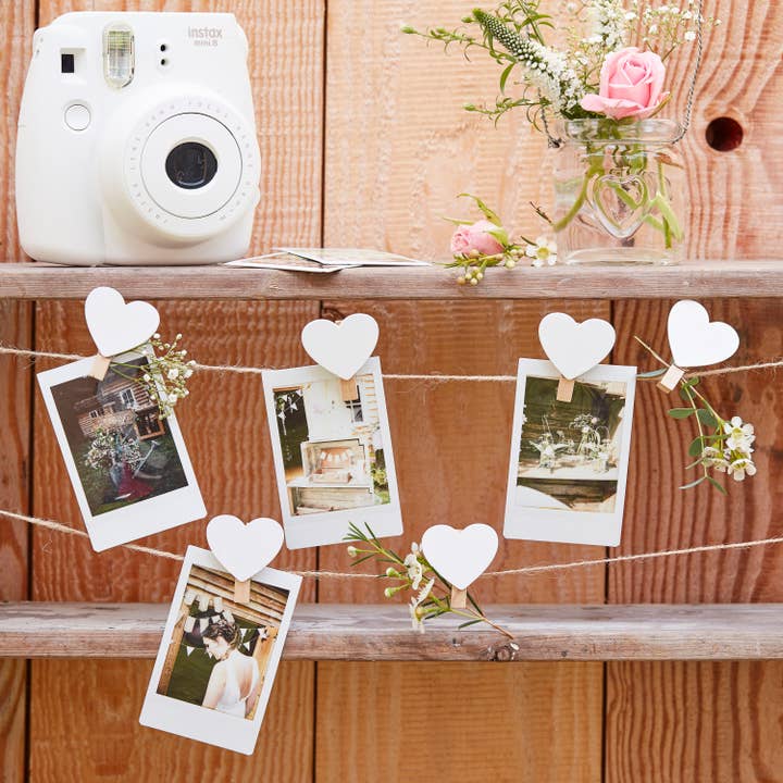 White Card Hanging Kit - Wooden Heart Peg and String for wholesale on Faire