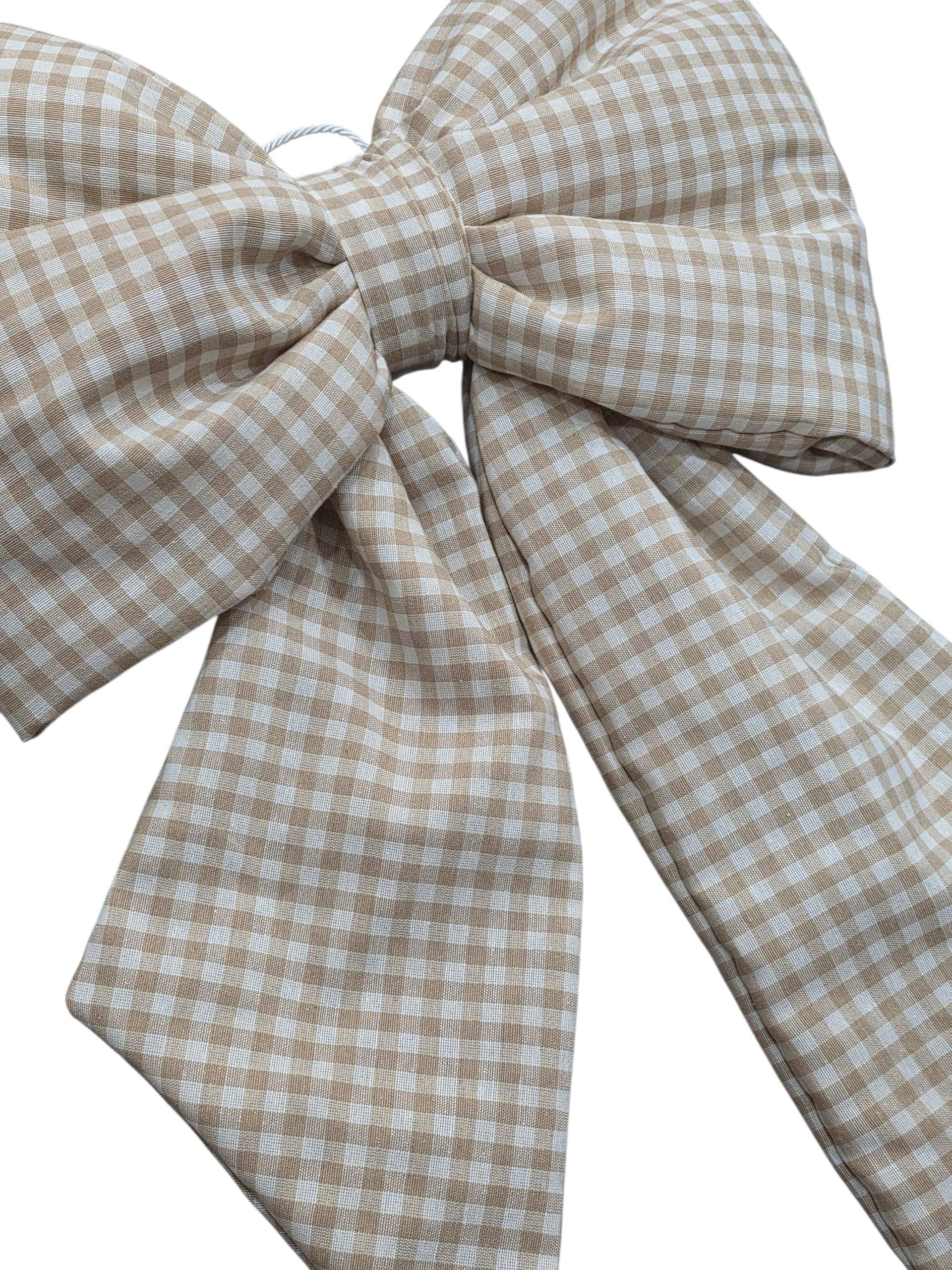 Lunaria Lab - Wholesale Christmas Decoration - Padded Cotton Bow with Checkered Pattern 35x50 cm0