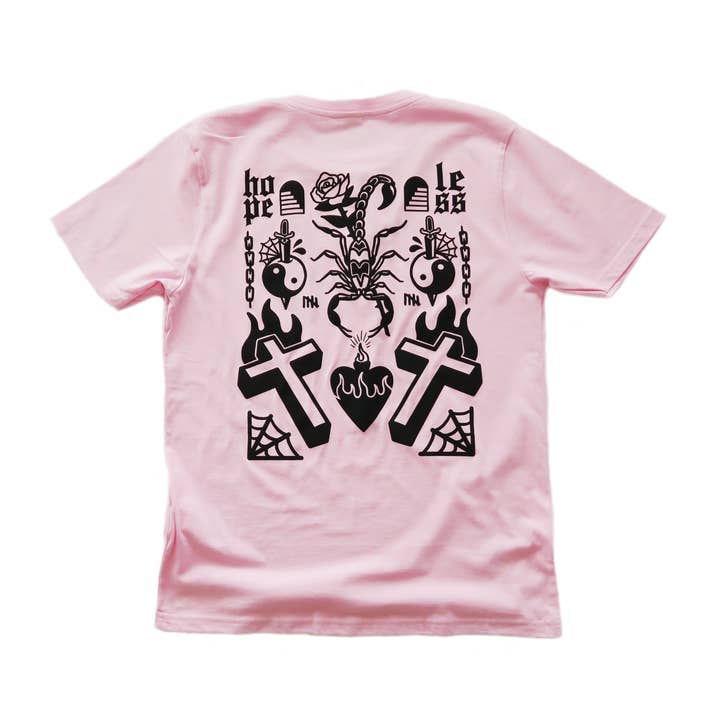 Cousins Collective - Wholesale Screen printed t-shirt – unisex - Tattoo Flash Printed Unisex T-shirt - Black/Pink/White/Grey