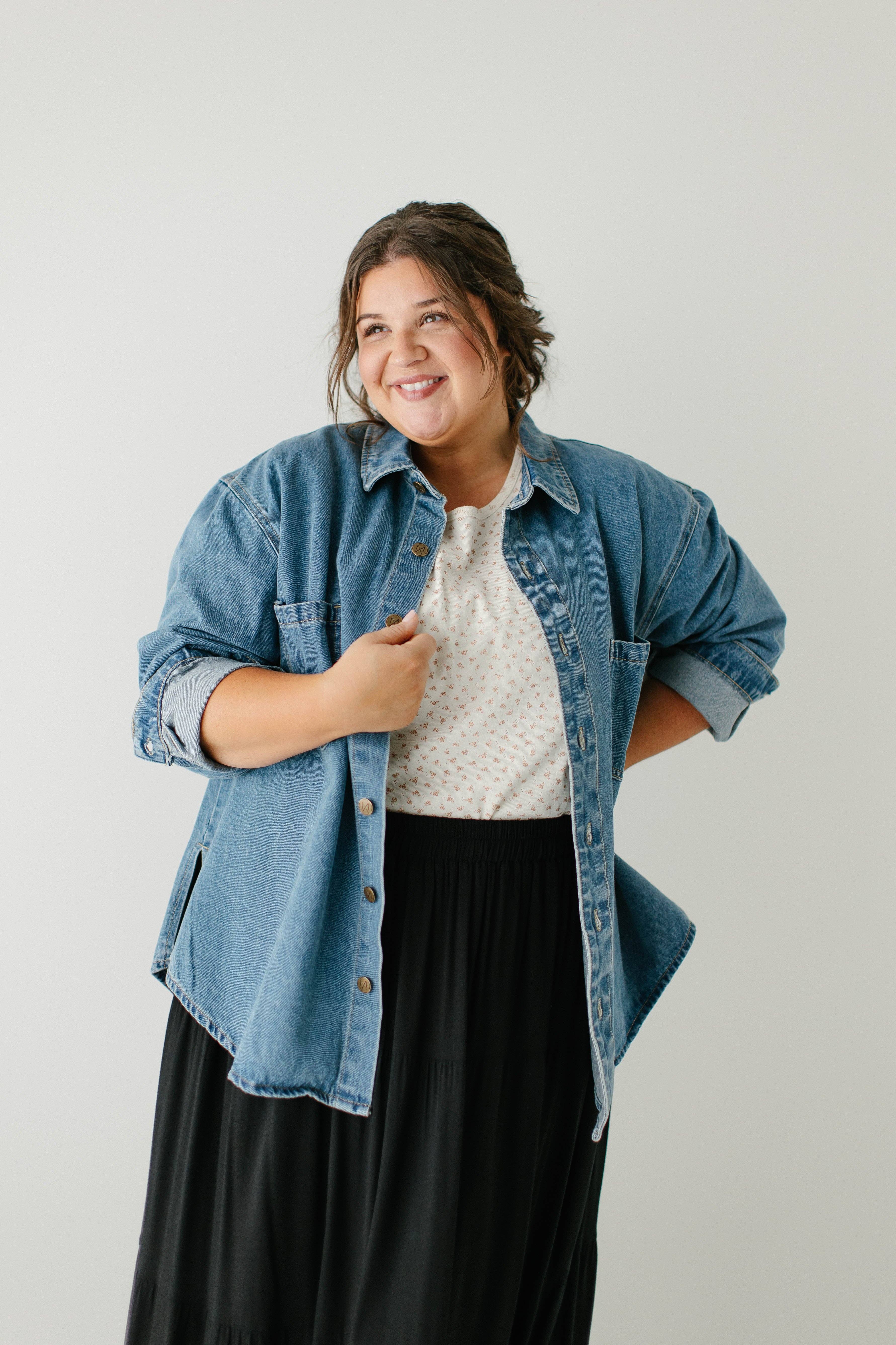 Medium Wash 'Kerry' Cotton Denim Overshirt for wholesale on Faire1