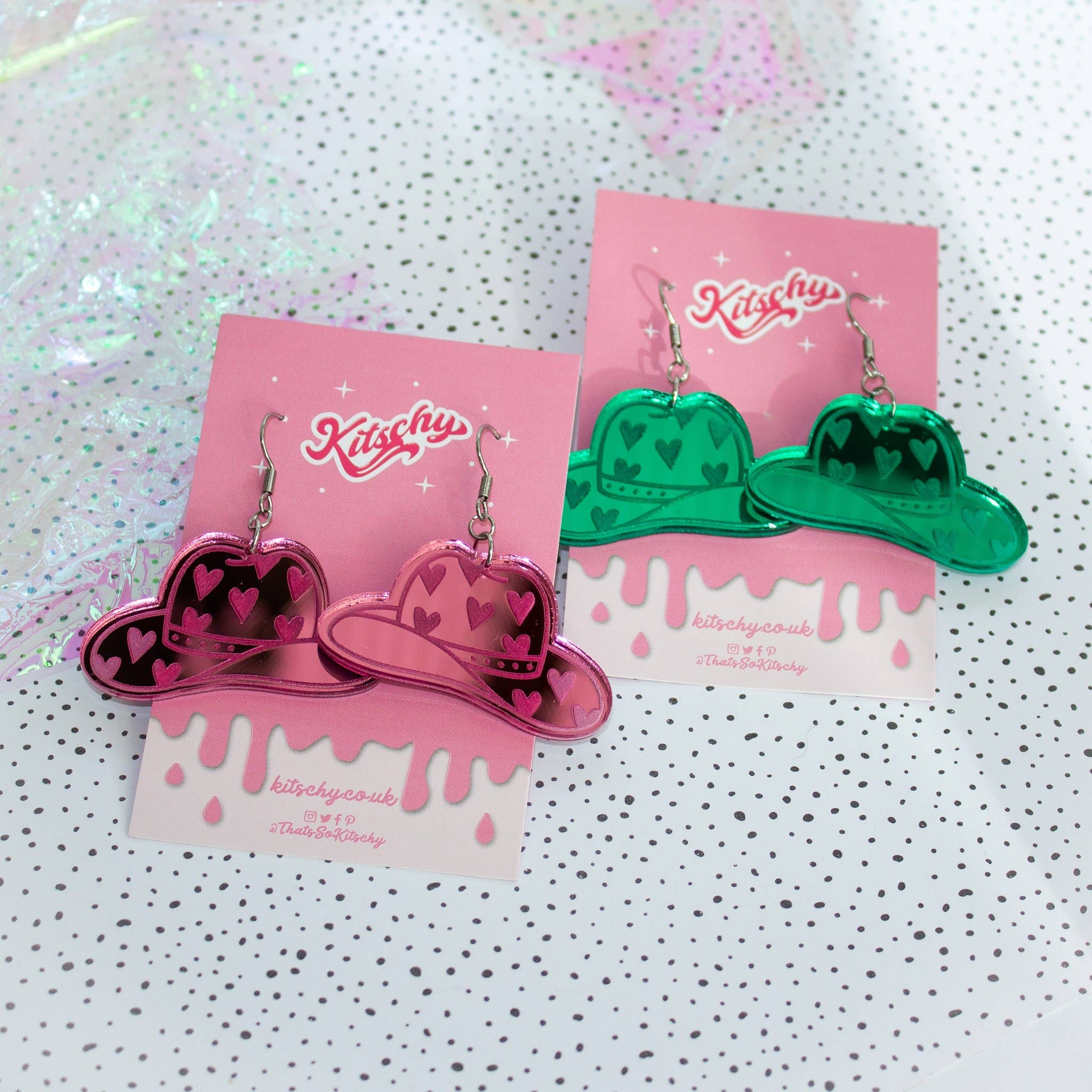 Kitschy - Wholesale Dangle Earrings - Yee-Haw Cowboy Cowgirl Hat Earrings Laser Cut Acrylic0