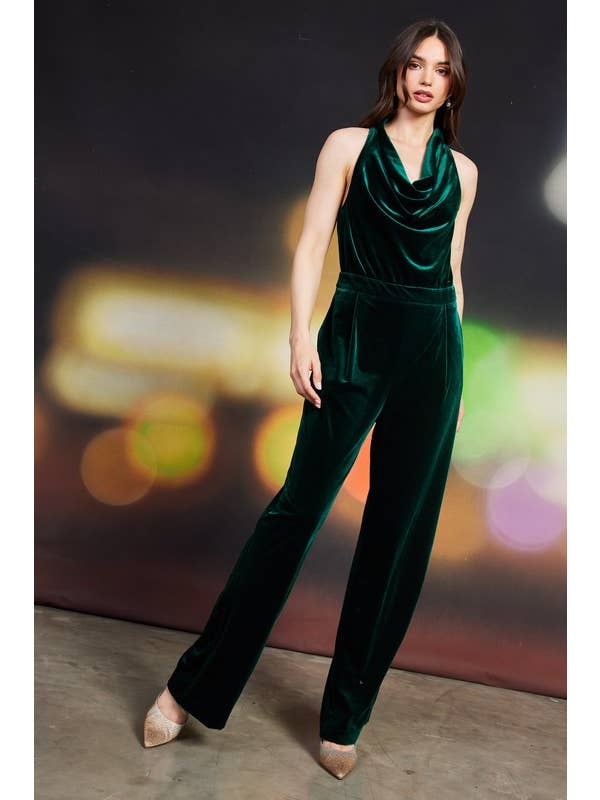 SKIES ARE BLUE - Wholesale Jumpsuit - Women's - Velvet Halter Jumpsuit
3