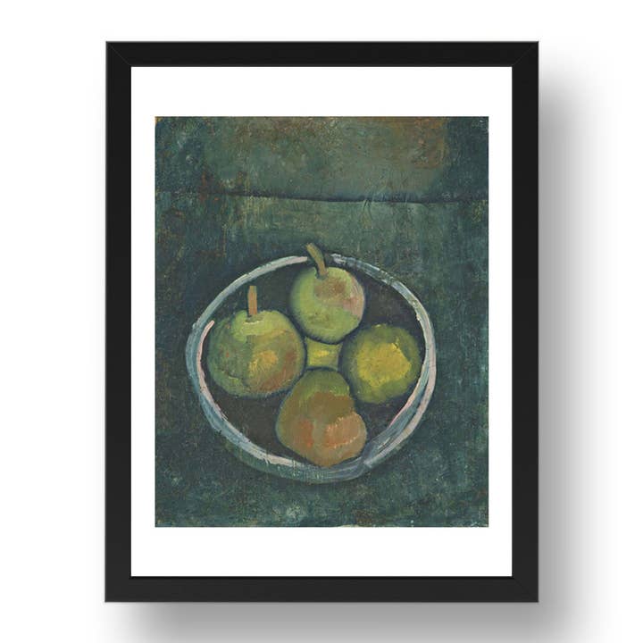 Paul Klee : Nature morte avec quatre pommes, œuvre d'art moderniste, reproduction d'affiche au format A3 dans un cadre noir de 17x13 pouces pour la vente par PERIOD PRINTS