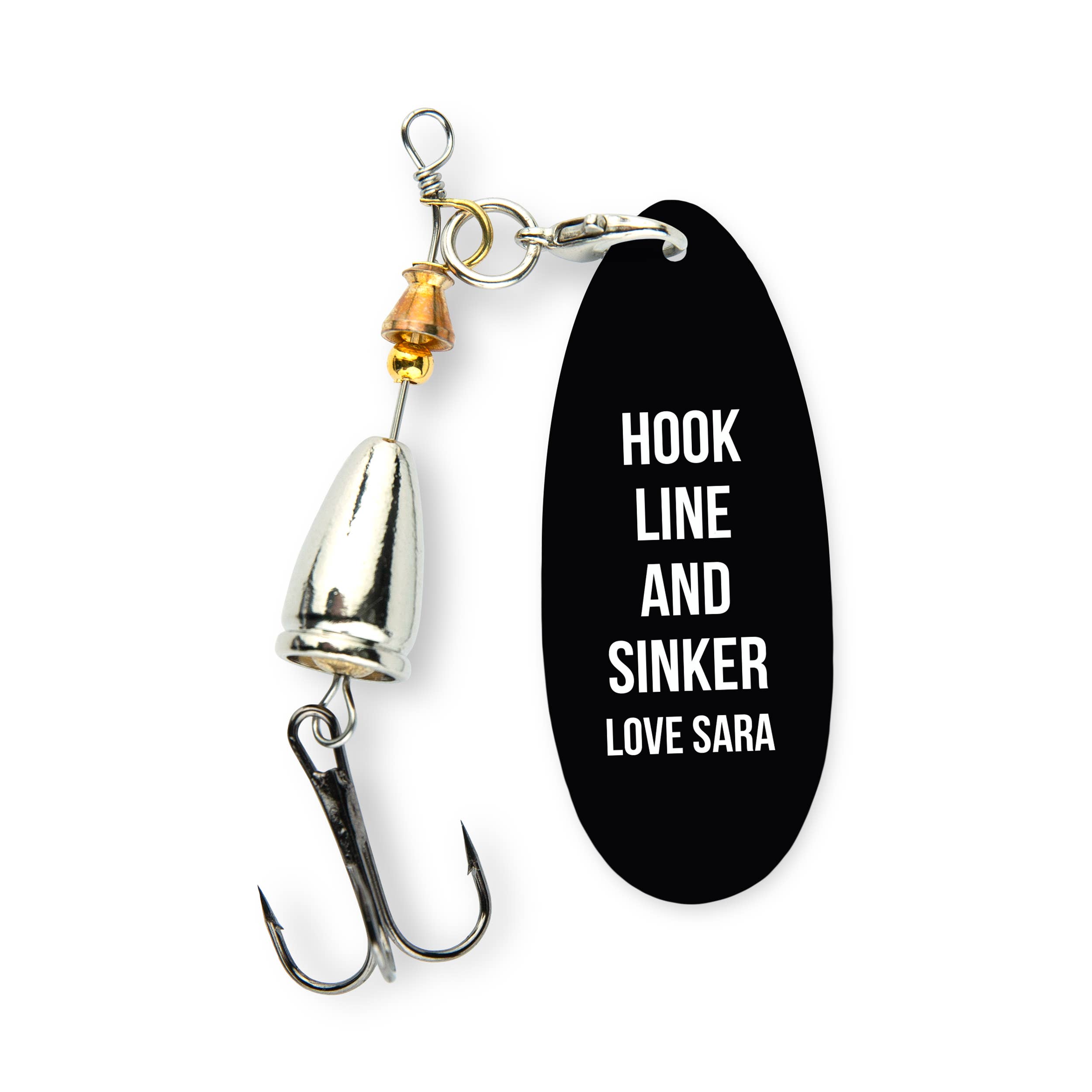 Weddingstar Inc. - Wholesale Keepsake Coin/Token - Personalized Fishing Lure with Gift Box - Custom Modern Text12