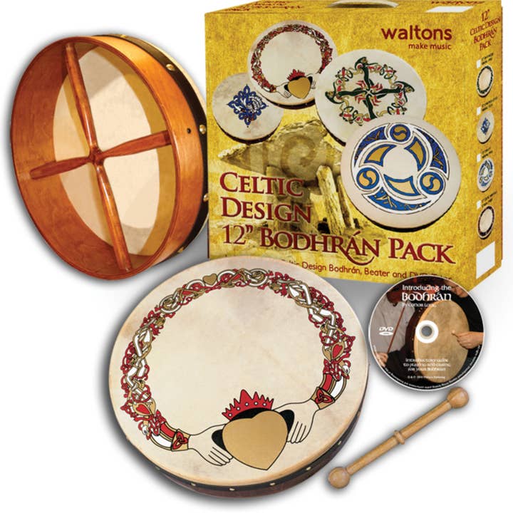 12'' Bodhrán Pack - Claddagh Design for wholesale by James Trading Group INC
