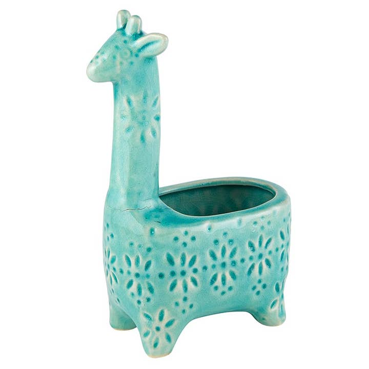 47th & Main (Creative Brands) - Wholesale Plant Pot - Lake Blue Giraffe Planter - Large