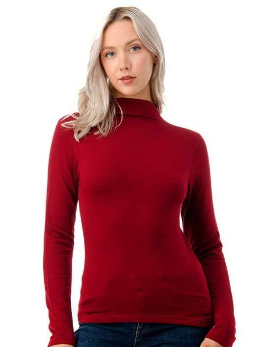 914-POLAIRE SOLIDE POLAIRE COL MONTANT MANCHES LONGUES HAUT pour la vente par MIO WHOLESALE