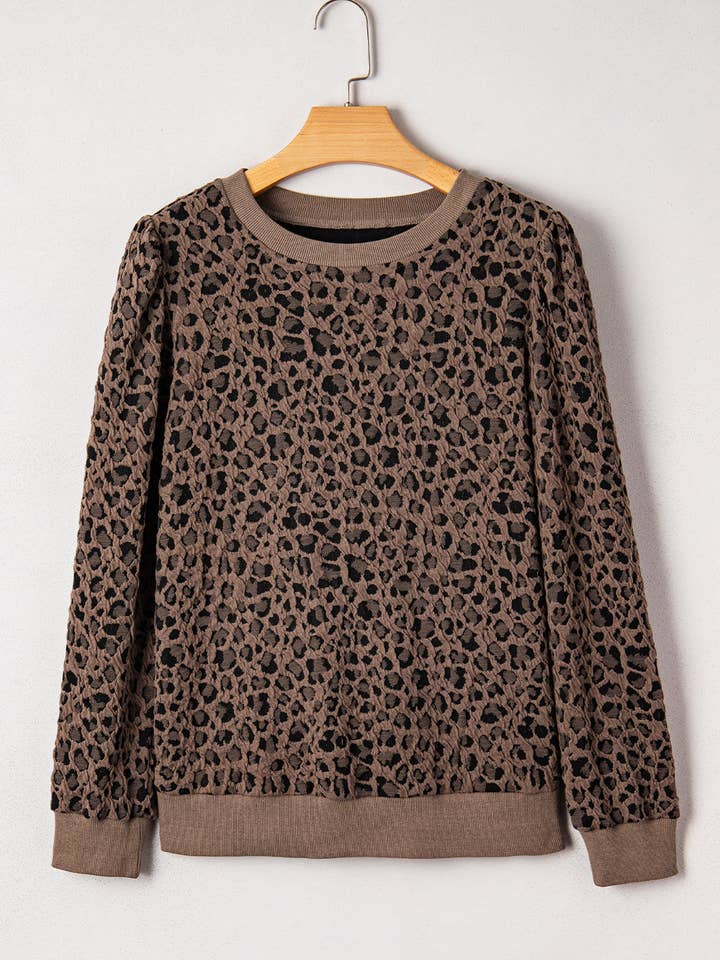 Annie Oberteil mit geripptem Leopardenbesatz für den Großhandel von Poppy Lee Lane