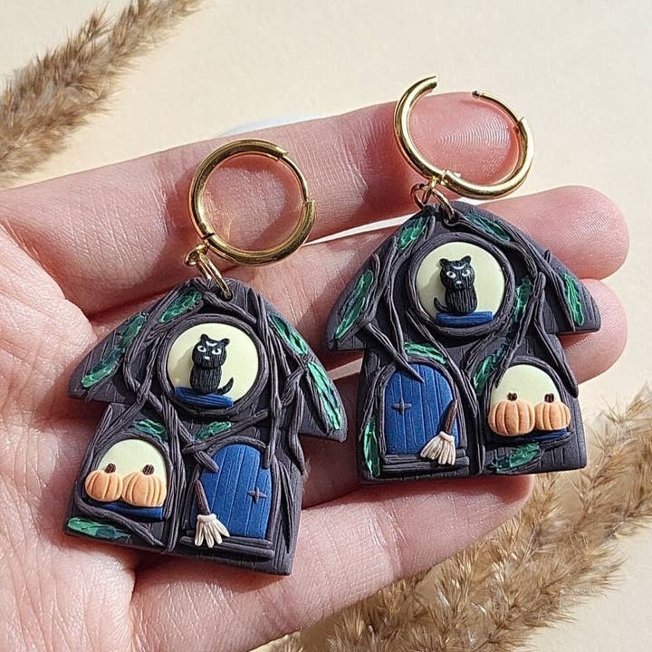 Halloween Earrings | Spooky Polymer Clay Jewelry for wholesale by NoomCottageClay