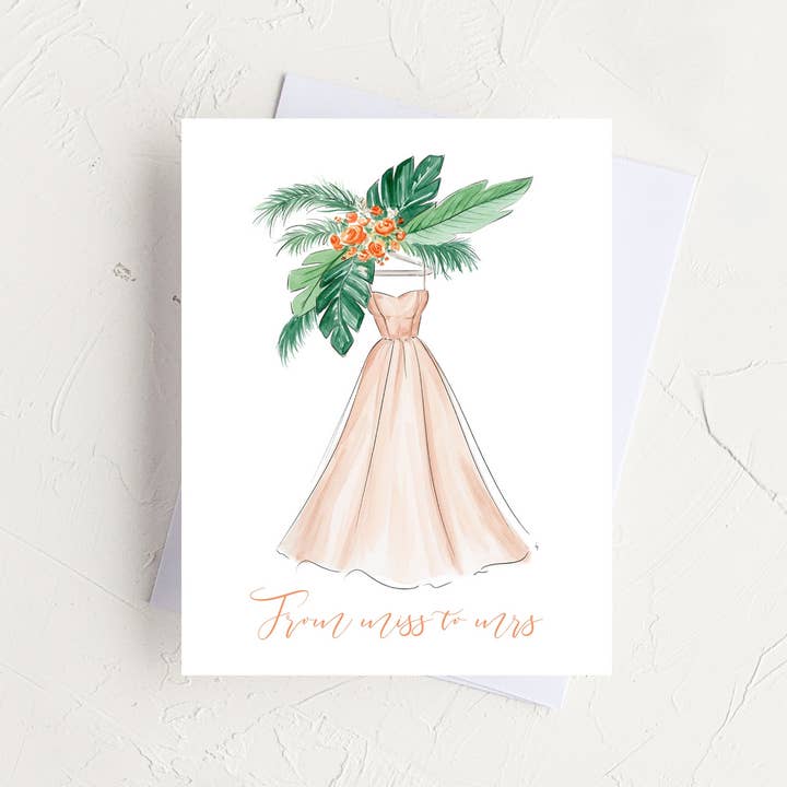 Almeida Illustrations – wholesale Wedding card – Miss to Mrs. - Bridal Shower, Newly Engaged Greeting Card4