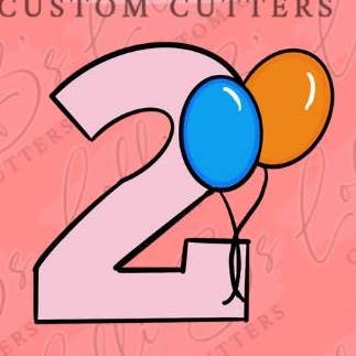 Number 2 Balloons Cookie and Fondant Cutter for wholesale by Lolli B Custom Cutters