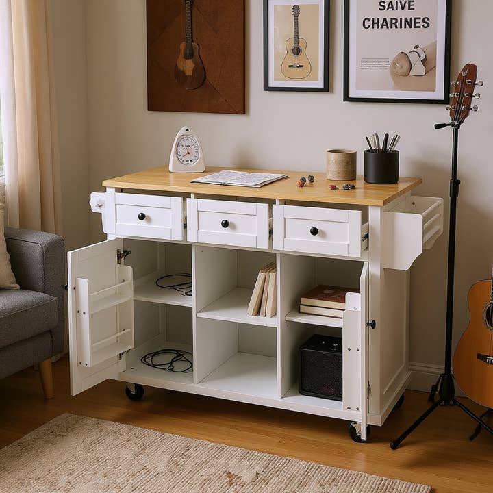 HOMYCASA DESIGN INC - Wholesale Kitchen Storage/Organizer - Commercial Kitchen Cart Rolling Storage Islandwith Drop Leaf5