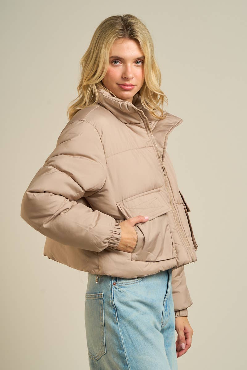 ANWND - Wholesale Puffer Jacket - Women's - 2326-Utility Pocket Puffer Jacket7