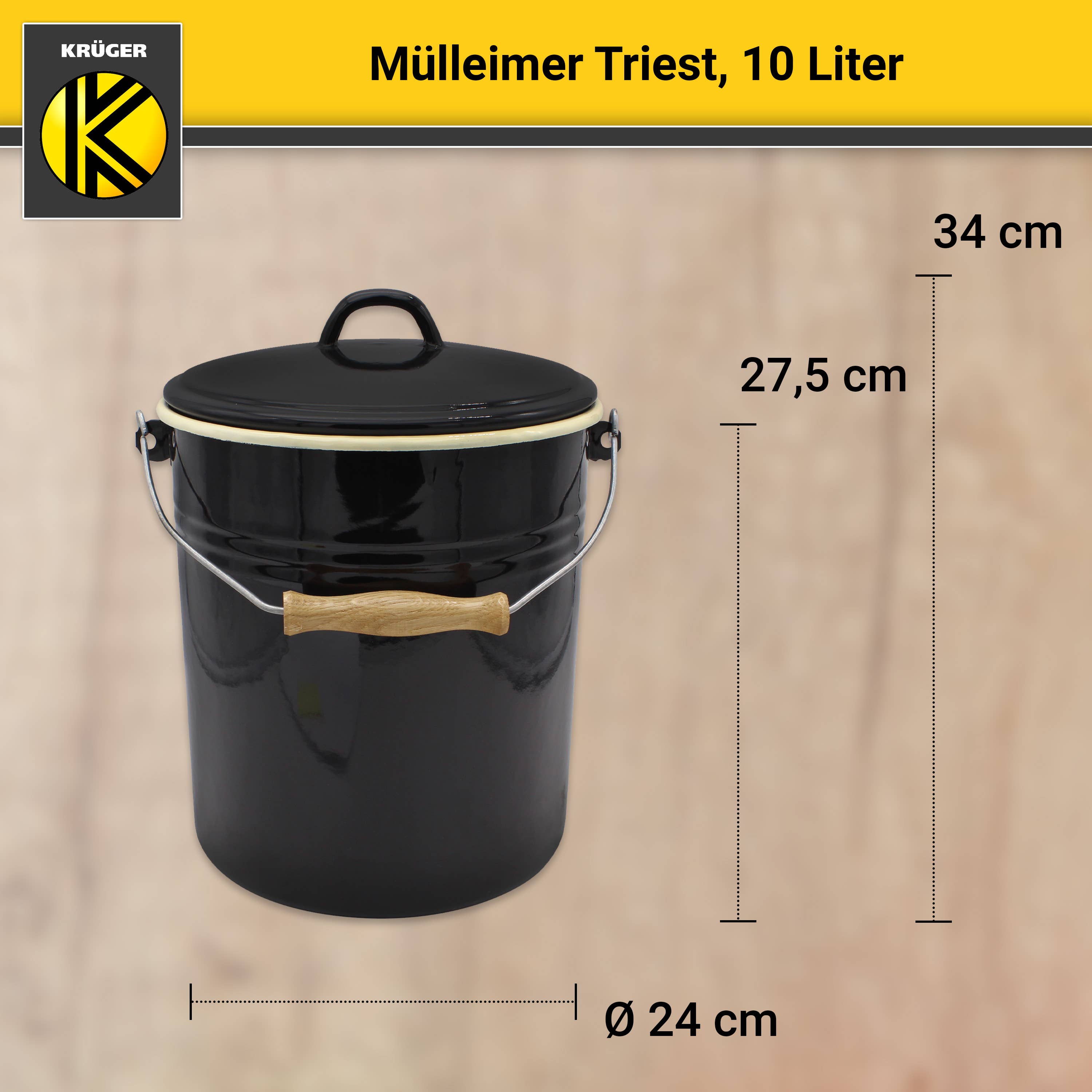 Karl Krüger - Wholesale Trashcan/Trash Bin - Karl Krüger Trieste enamel trash can, 10 liters2