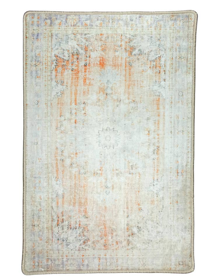 Makenna Orange Distressed Beige Turkish 2x3 Rug for wholesale by Fame Living
